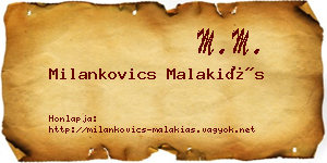 Milankovics Malakiás névjegykártya